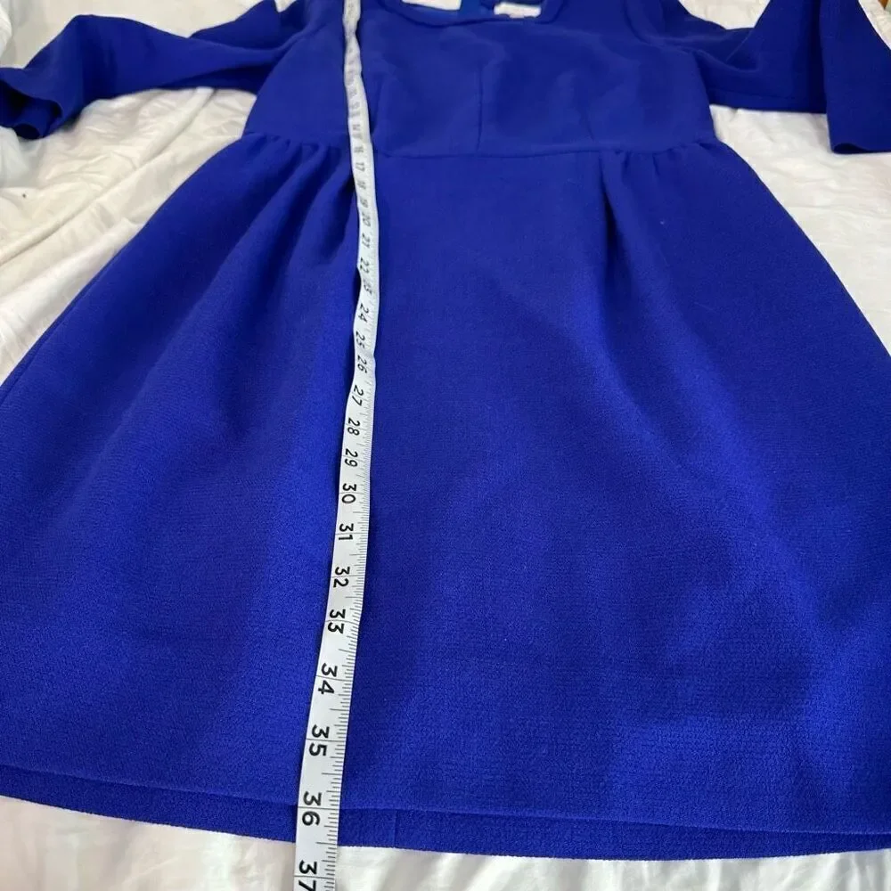 J. Crew‎ Double Face 100% Wool Teddie Dress Womens 6 Royal Blue Preppy Cocktail